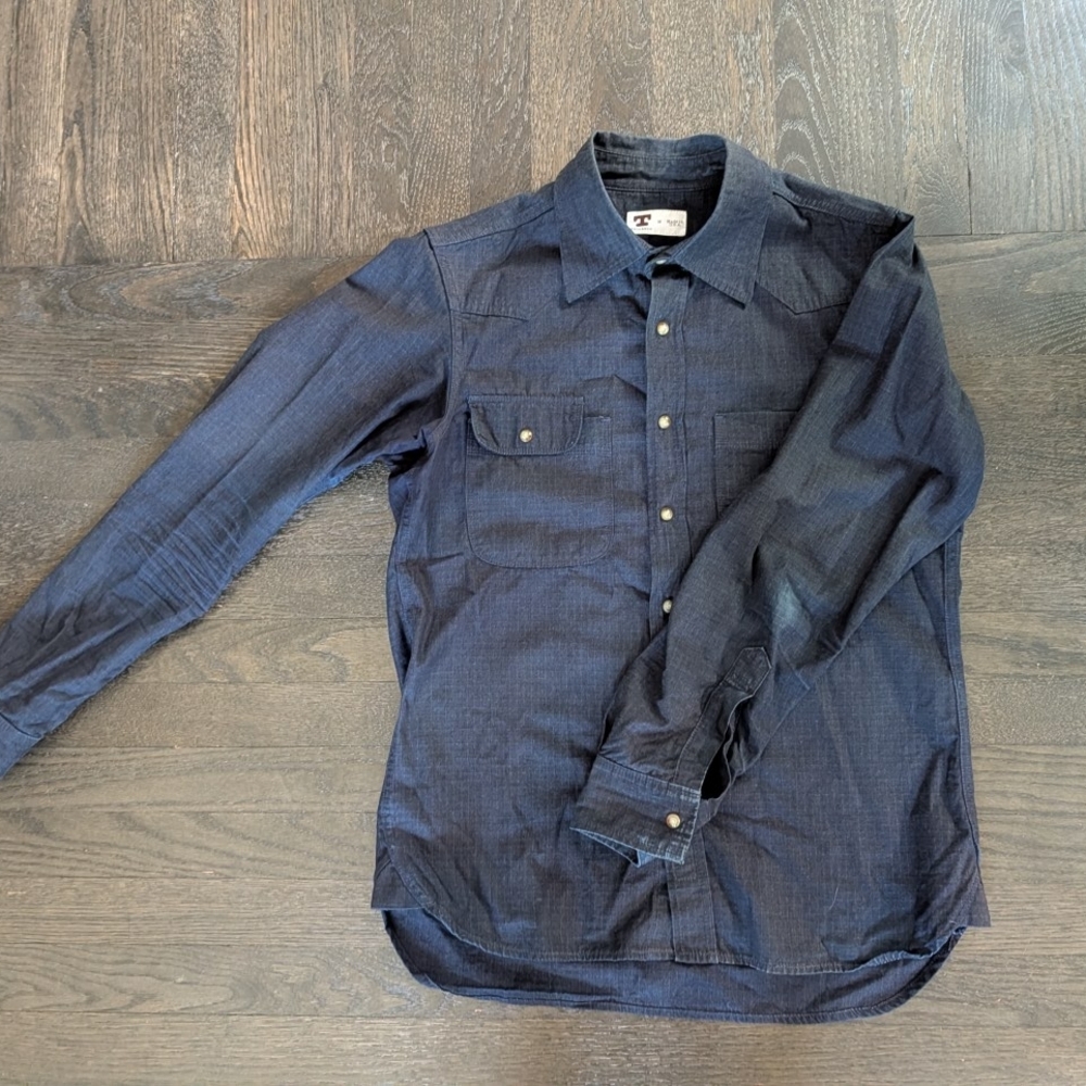 Tellason indigo ripstop canvas topper shirt